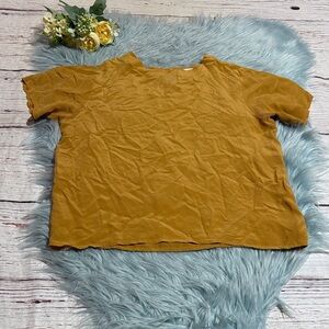Vintage Anna and Frank Silk Mustard Short Sleeve Blouse sz SP